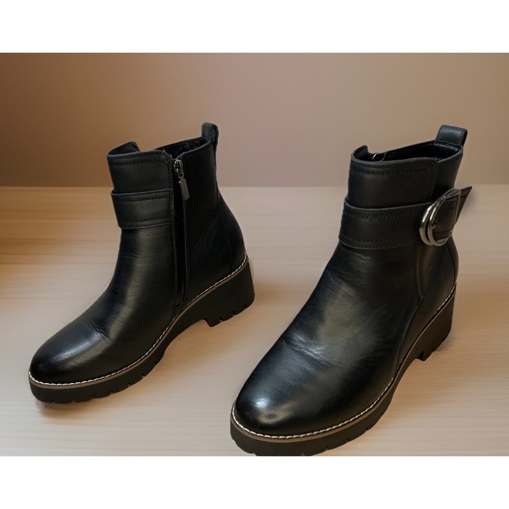 Blondo Dagger Waterproof Boots 9M Black Echo Nubuck Leather Zip Buckle B7328 EUC - Picture 5 of 13